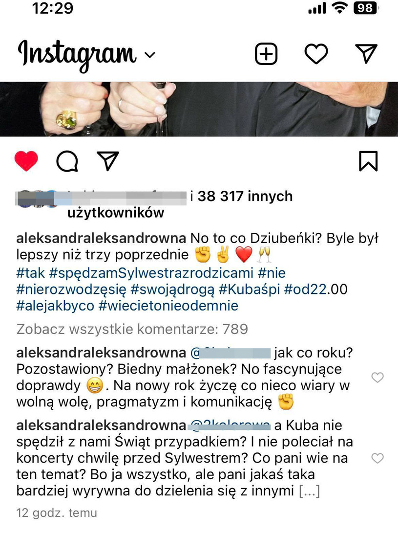 Ola Kwaśniewska rozpętała burzę pod sylwestrowym zdjęciem /Instagram