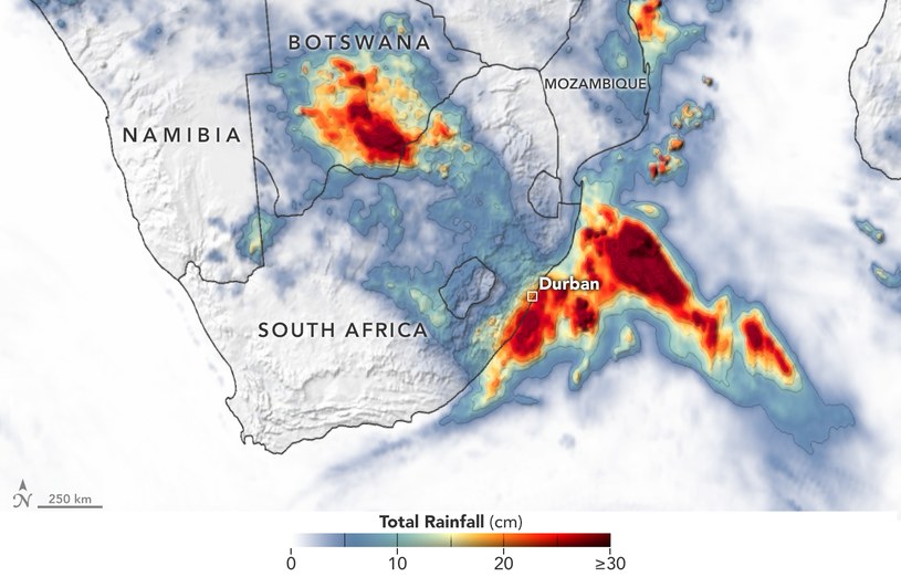 Olbrzymie powodzie w Południowej Afryce /NASA Earth Observatory /NASA