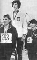 Olimpiada w Meksyku, 1968, na podium od lewej: drugie miejsce - Boyle, pierwsze - Irena Szewińska, /Encyklopedia Internautica