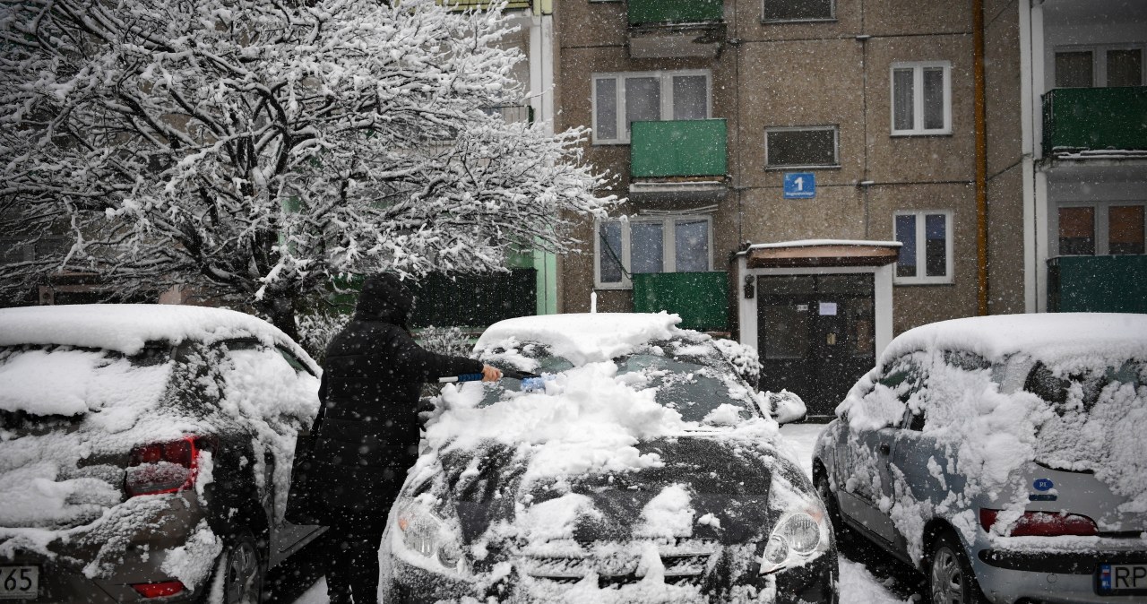 Opady śniegu na Podkarpaciu, na zdjęciu Przemyśl /Darek Delmanowicz /PAP