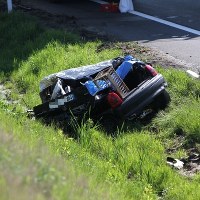 Miejsce śmiertelnego wypadku na drodze krajowej numer 16 w miejscowości Nowe Marcinkowo, w którym zginęły cztery osoby