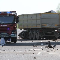 Miejsce śmiertelnego wypadku na drodze krajowej numer 16 w miejscowości Nowe Marcinkowo, w którym zginęły cztery osoby