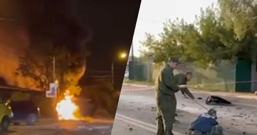 Opisy świadków są jednoznaczne: samochód Duginy po eksplozji stanął w płomieniach i doszczętnie spłonął /Twitter