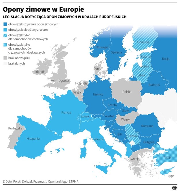 Opony zimowe w Europie /	Maciej Zieliński /PAP