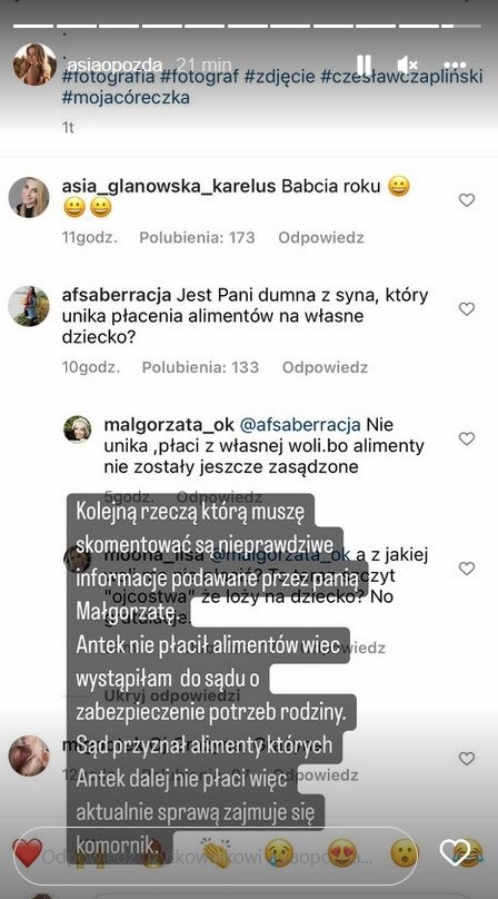 Opozda odniosła się do słów Małgorzaty Ostrowskiej-Królikowskiej /www.instagram.com/asiaopozda /Instagram
