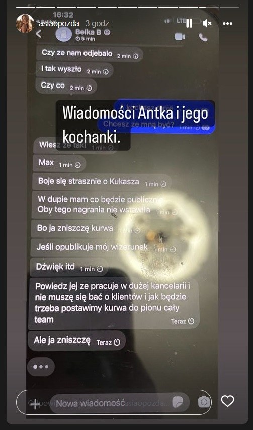 Opozda ujawniła wiadomości od kochanki Królikowskiego /Instagram