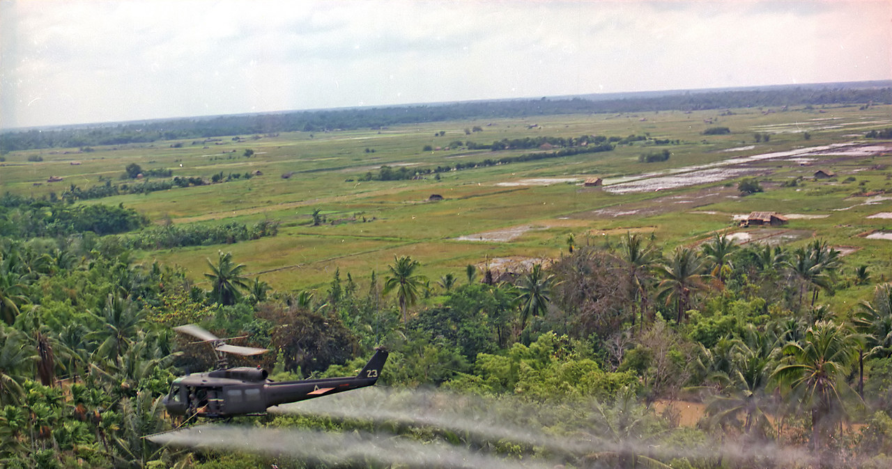 Opryski defoliantami w delcie Mekongu podczas wojny w Wietnamie /Wikipedia
