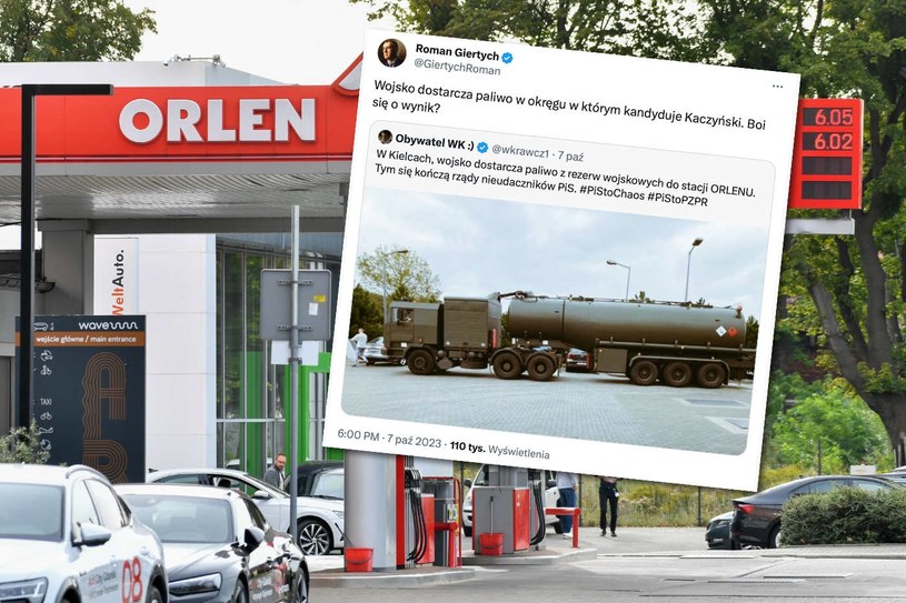 Orlen reaguje na doniesienia o wykorzystywaniu wojskowych rezerw paliwa fot. twitter.com/RomanGiertych/b_prasoweORLEN /Wojciech Stróżyk /Reporter   /East News