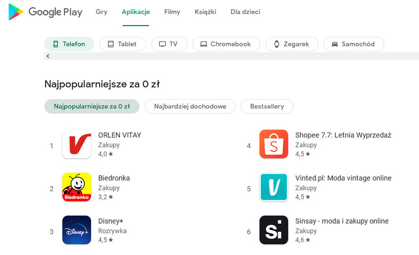 Orlen Vitay to numer 1. w Google Play i App Store /Google Play /materiały prasowe