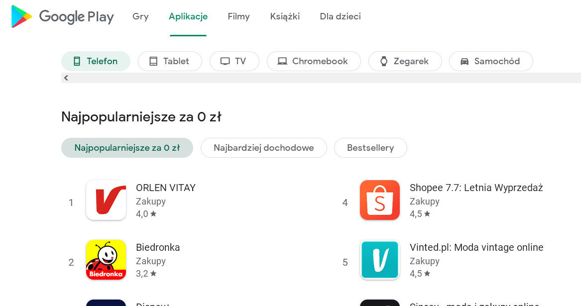 Orlen Vitay to numer 1. w Google Play i App Store /Google Play /materiały prasowe