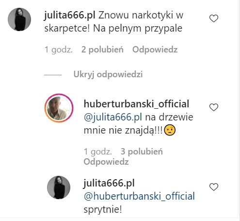Osobliwa dyskusja Huberta z fanką! /Źródło: instagram.com/huberturbanski_official/ /Instagram