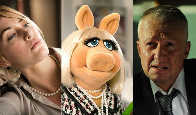 Osobliwy tercet: Kate Winslet, świnka Piggy i Bogusław Linda /materiały dystrybutora