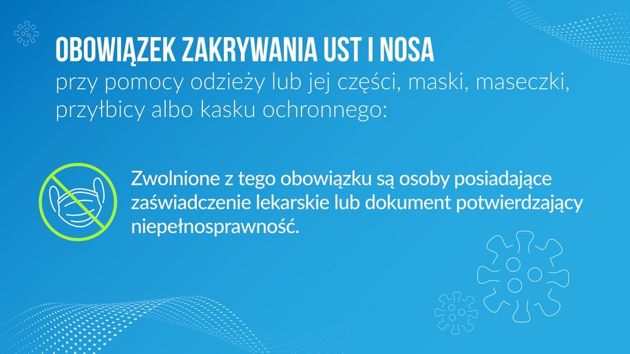 Osoby bez maseczki muszą dysponować zaświadczeniem lekarskim /Ministerstwo Zdrowia /