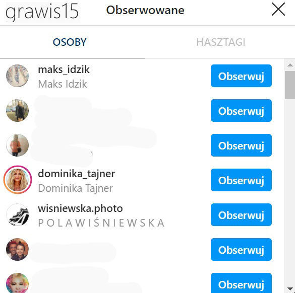 Osoby obserwowane przez Grażynę Wiśniewską na Instagramie /Instagram