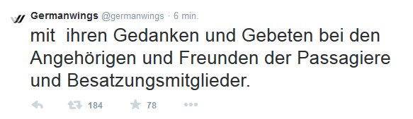 Ostatni wpis Germanwings na Twitterze /Twitter