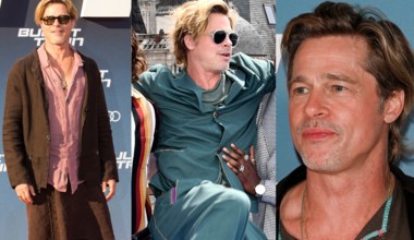 Ostatnie stylówki Brada Pitta - żywe kolory, luzackie kroje i lniana spódnica. Nowy styl mu służy?
