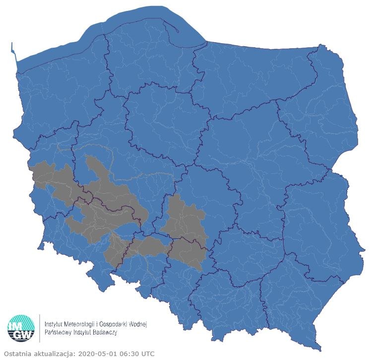 Ostrzeżenia hydrologiczne IMGW dla kraju /IMGW-PIB