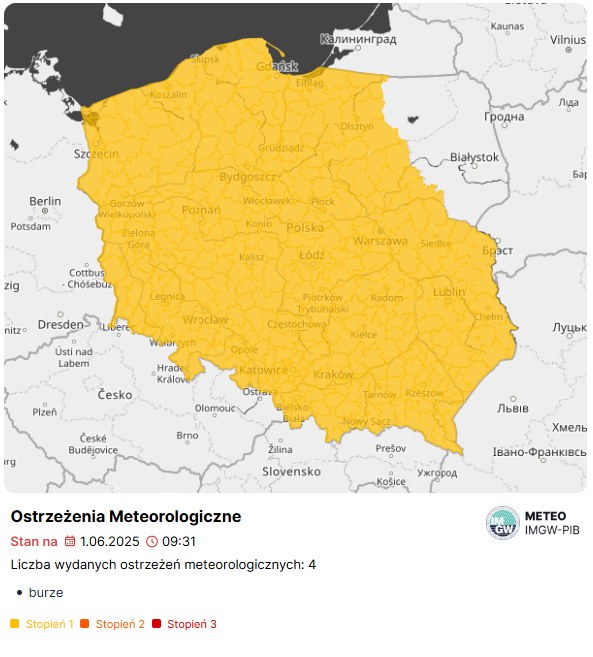 Ostrzeżenia I stopnia przed burzami /IMGW /Materiały prasowe