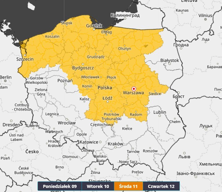 Ostrzeżenia IMGW przed marznącymi opadami wydane na środę, 11 lutego 2026 /IMGW /Materiały prasowe