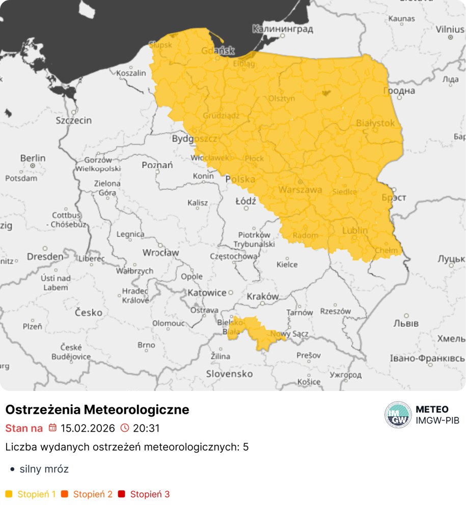 Ostrzeżenia IMGW przed silnym mrozem, fot. IMGW /