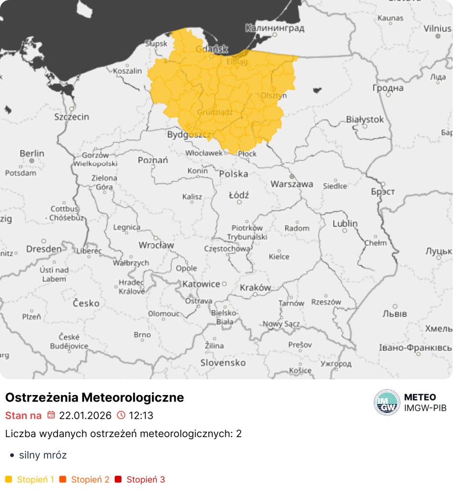 Ostrzeżenia IMGW przed silnym mrozem /