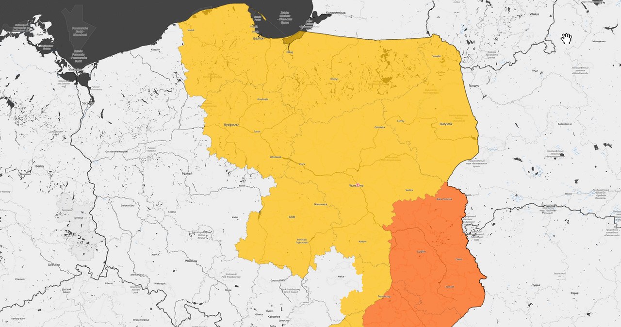 Ostrzeżenia IMGW; źródło: IMGW /