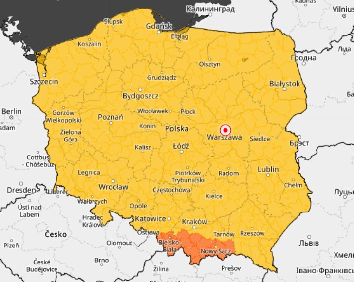 Ostrzeżenia meteorologiczne IMGW obowiązujące od niedzielnego poranka /IMGW /Materiały prasowe