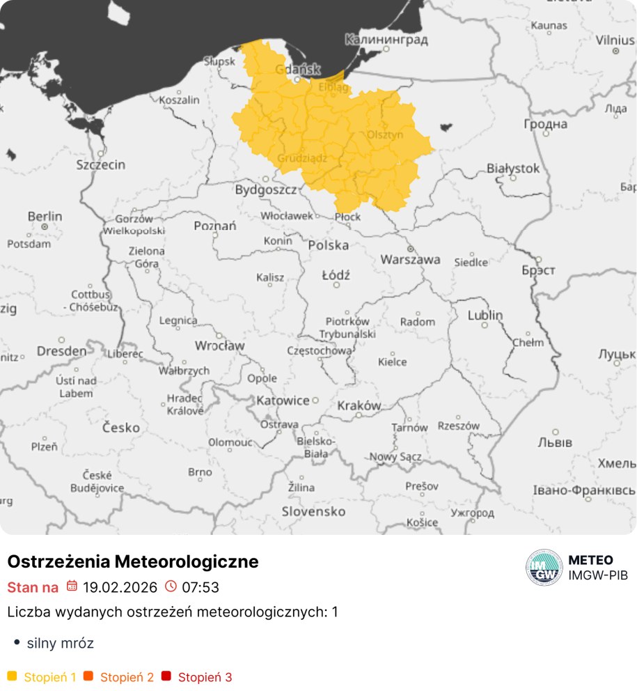 Ostrzeżenia przed mrozem dla północnej Polski, fot. IMGW /