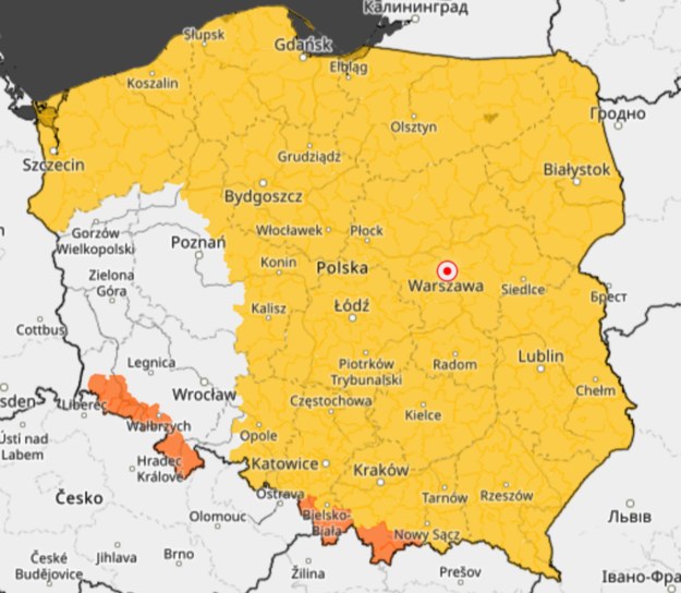 Ostrzeżenia przed oblodzeniem niemal w całej Polsce /IMGW /Zrzut ekranu