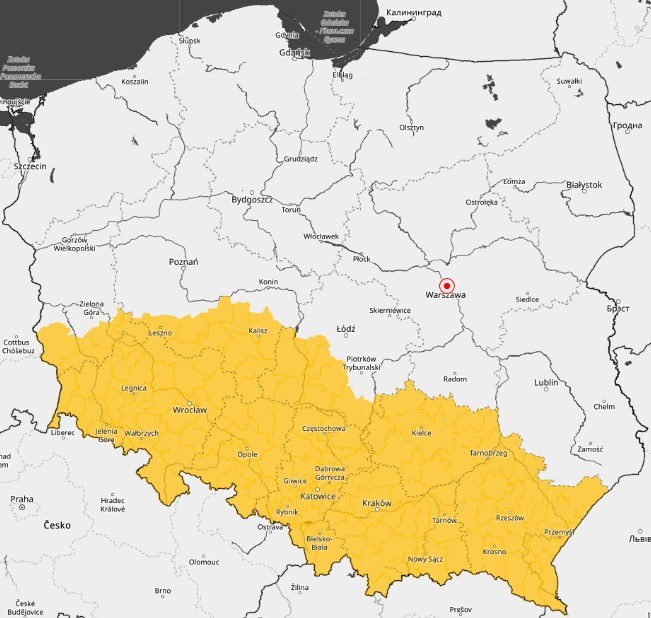Ostrzeżenia przed oblodzeniem. Stan na godz. 22:45 w sobotę /Instytut Meteorologii i Gospodarki Wodnej (IMGW)