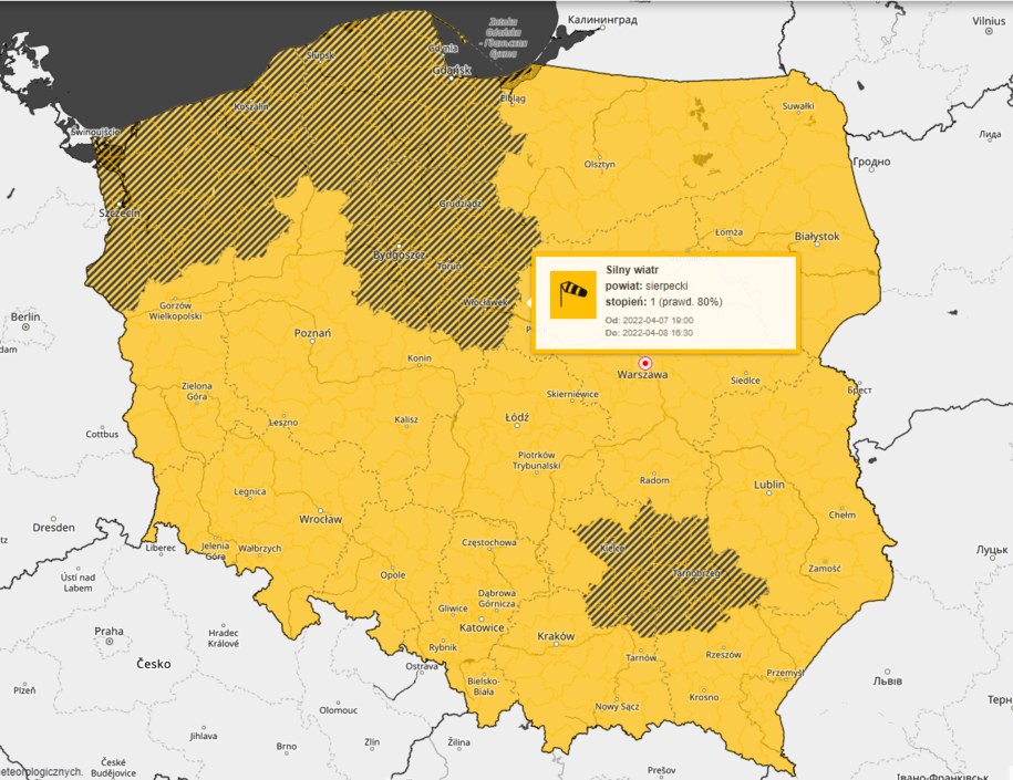 Ostrzeżenia przed silnym wiatrem obowiązują w całym kraju /IMGW-PIB / imgw.pl /Internet