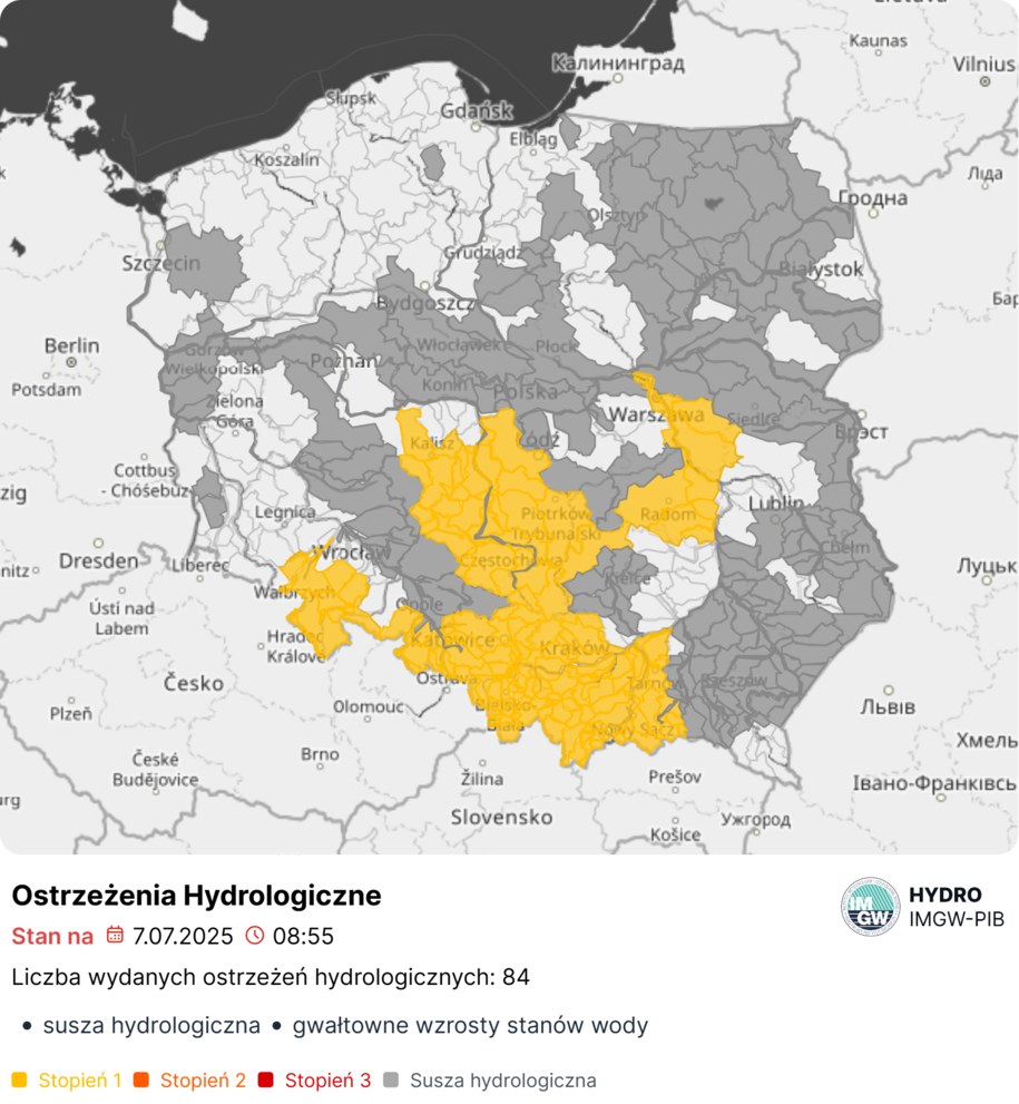 Ostrzeżenie hydrologiczne dla kilku województw, fot. IMGW /
