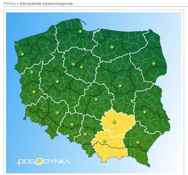 Ostrzeżenie przed marznącym deszczem dzisiejszej nocy /pogodynka.pl /Zrzut ekranu