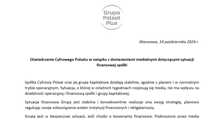 Oświadczenie Cyfrowego Polsatu /materiały prasowe