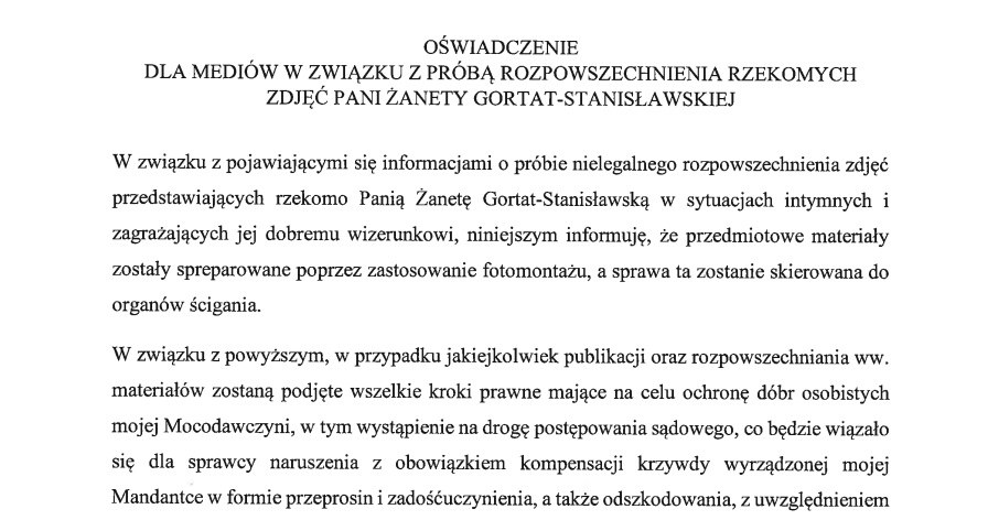 Oświadczenie Gortatów /materiał zewnętrzny