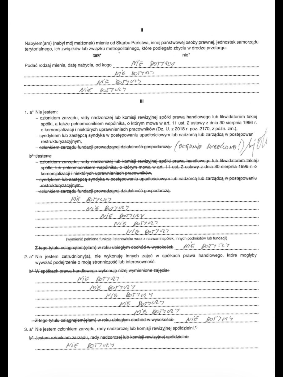 Oświadczenie majątkowe prezydenta /Sąd Najwyższy /