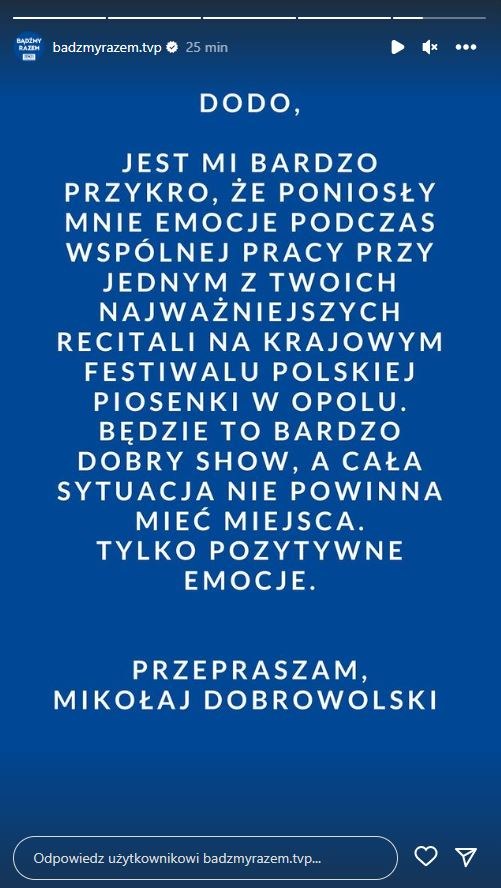 Oświadczenie Mikołaja Dobrowolskiego /