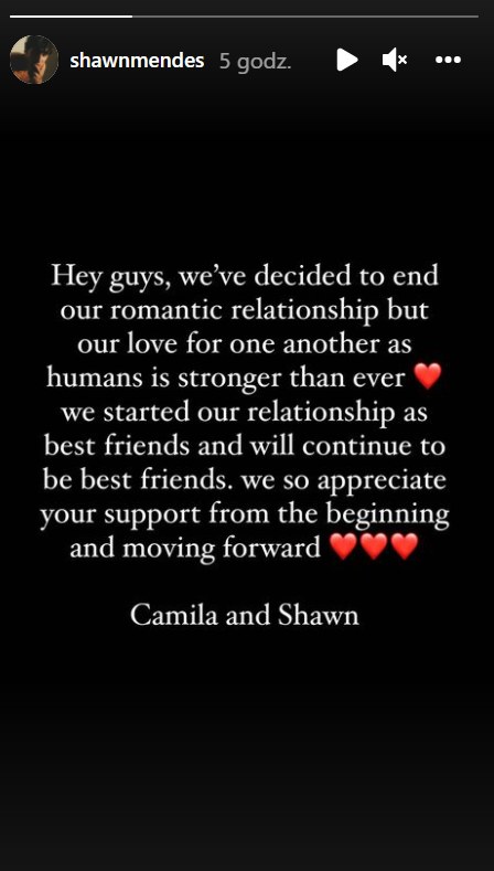 Oświadczenie na IG @shawnmendes /Instagram
