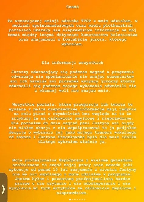 Oświadczenie na Instagramie Łukasza Darłaka /