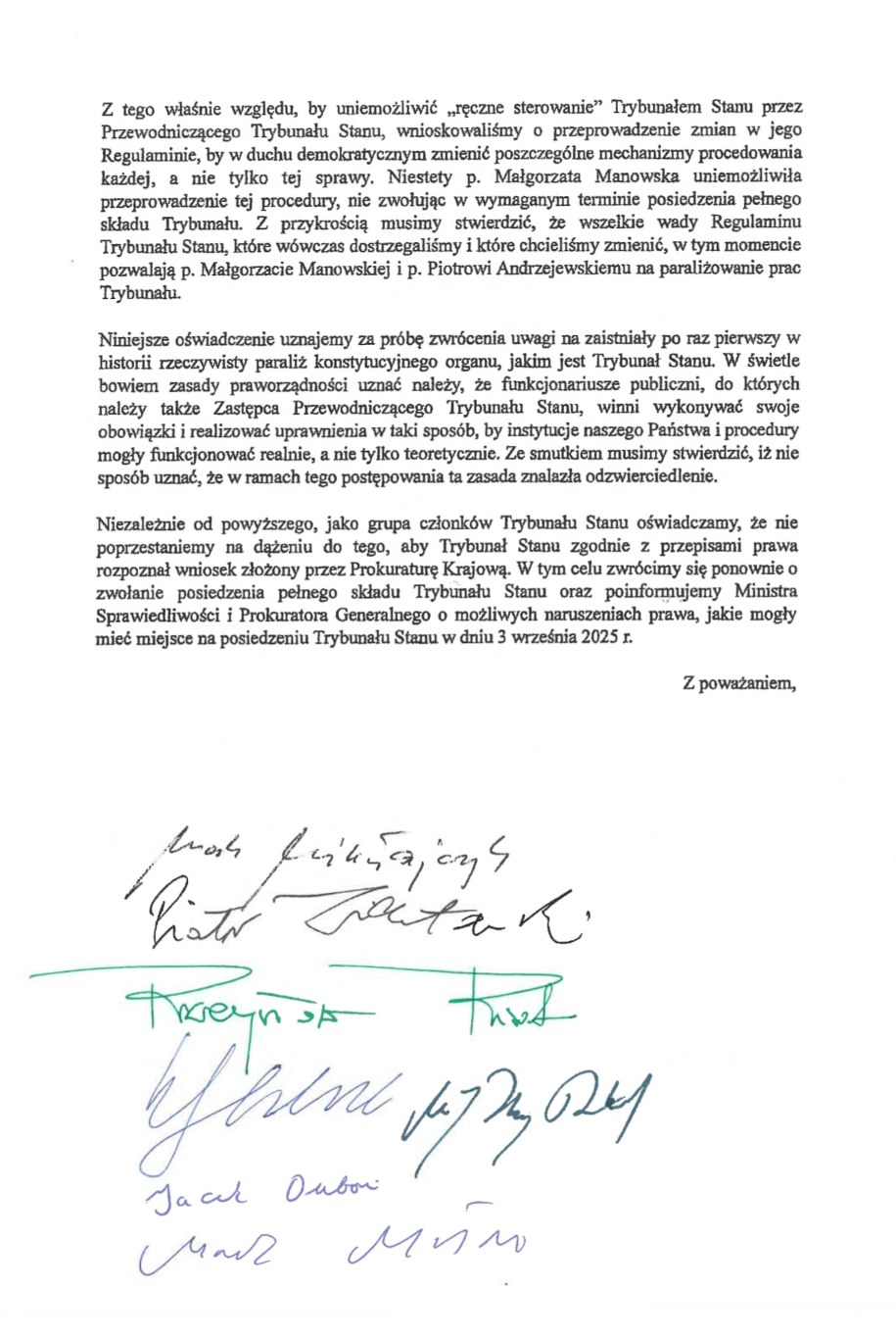 Oświadczenie sędziów Trybunału Stanu str. 2 /