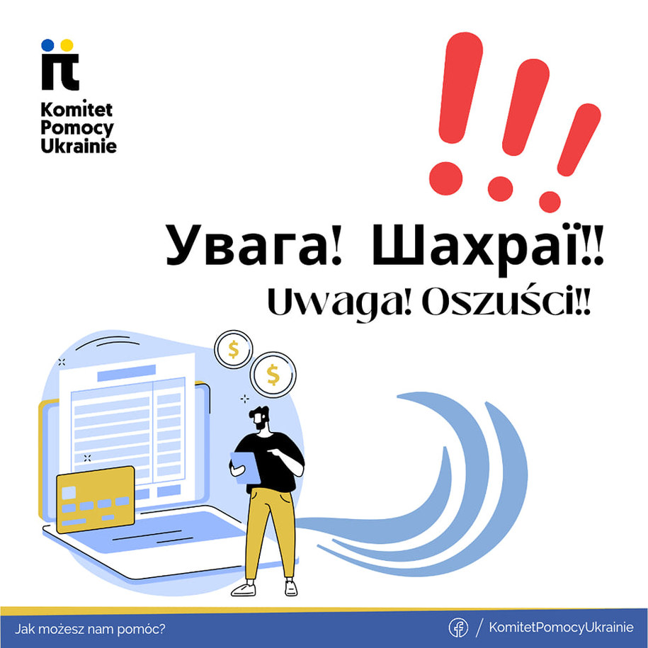 Oszuści próbują naciągnąć uchodźców czekających na numer PESEL. /Komitet Pomocy Ukrainie w Szczecinie /