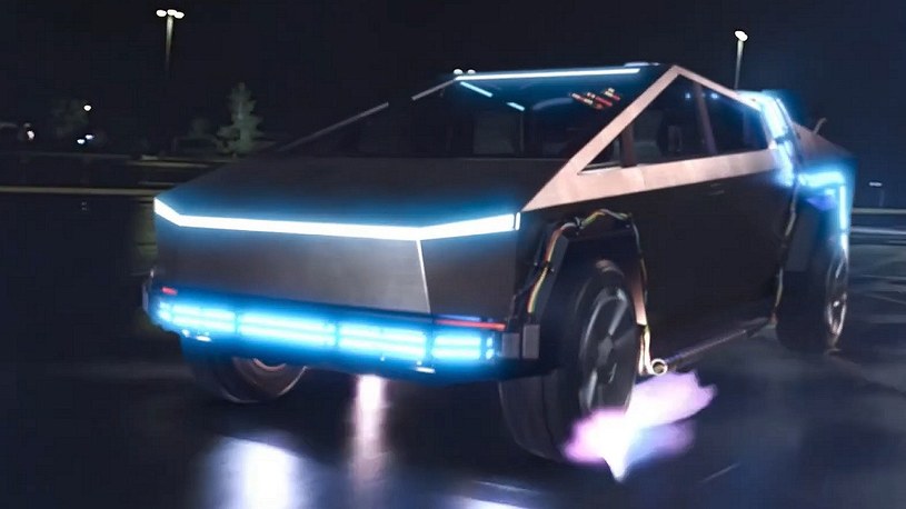 Oto Cybertruck od Tesli jako DeLorean w jednej ze scen Powrotu do przyszłości /Geekweek