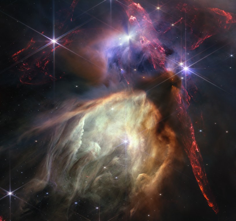 Oto najnowsze zdjęcie wykonane przez Kosmiczny Teleskop Jamesa Webba. Ukazuje zbliżenie na narodziny gwiazd /NASA, ESA, CSA, STScI, Klaus Pontoppidan (STScI) /NASA