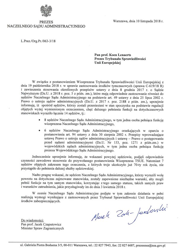 Oto pismo prezesa NSA do prezesa TSUE /NSA /