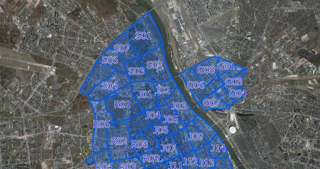 Oto podział na strefy płatnego parkowania (SPPN) w Warszawie i na jego podstawie przydzielane są identyfikatory B-35 dla posiadaczy abonamentu mieszkańca/ mapa ZDM Warszawa /