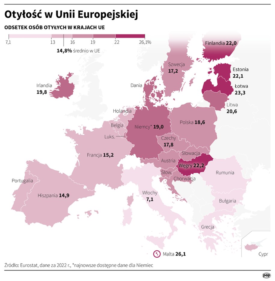 Otyłość w Unii Europejskiej 2022 /Mateusz Krymski /PAP