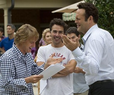 Owen Wilson, reżyser Shawn Levy i Vince Vaugh na planie filmu "Stażyści"