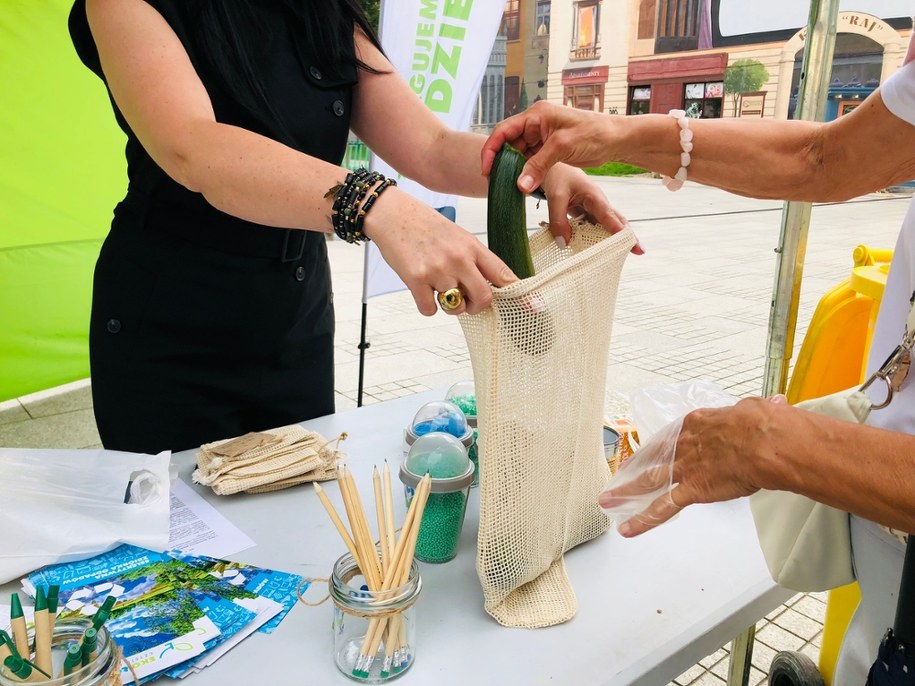Owoce i warzywa dłużej będą świeże, gdy przyniesiemy je do domu w materiałowej torbie, niż gdy zaparzają się w foliówce /Agnieszka Wyderka /RMF FM