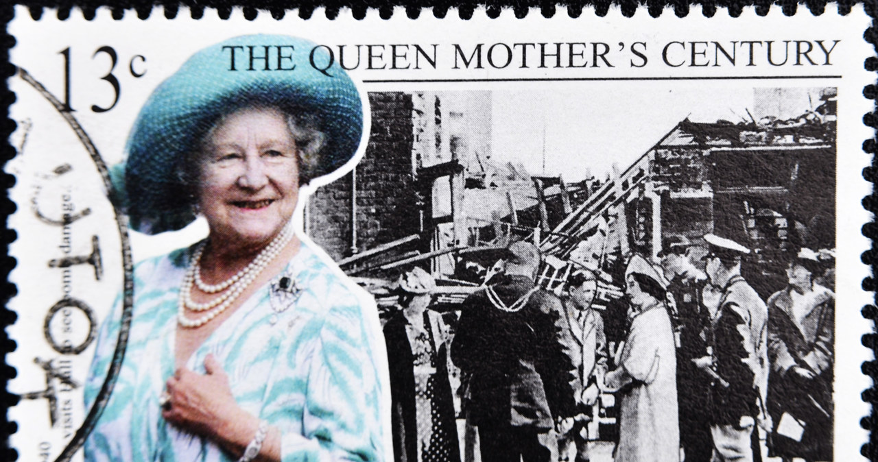 Pamiątkowy znaczek pocztowy, drukowany na Fiji na pamiątkę 100-lecia królowej matki /Pixel