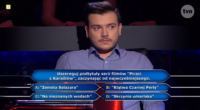 Pan Szymon w "Milionerach" i pytanie eliminacyjne /TVN